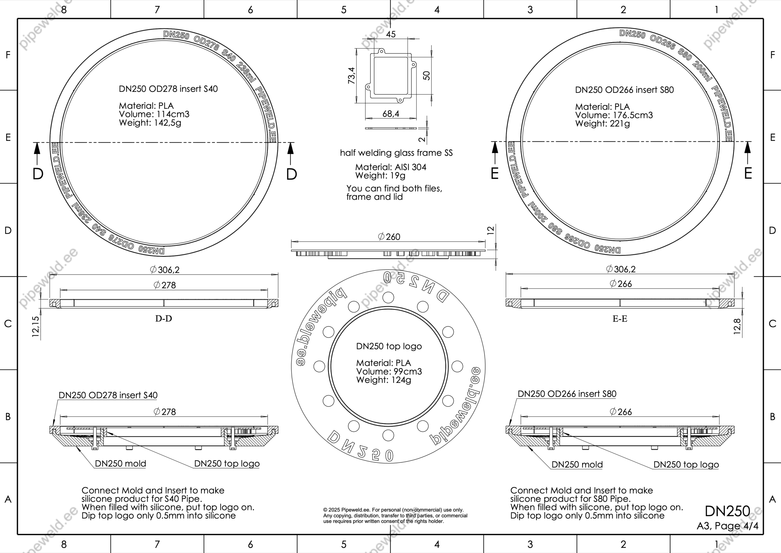 Adapter rings for producing purge dams for different pipe wall thicknesses
